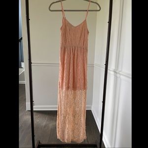 Pink lace midi dress, XS